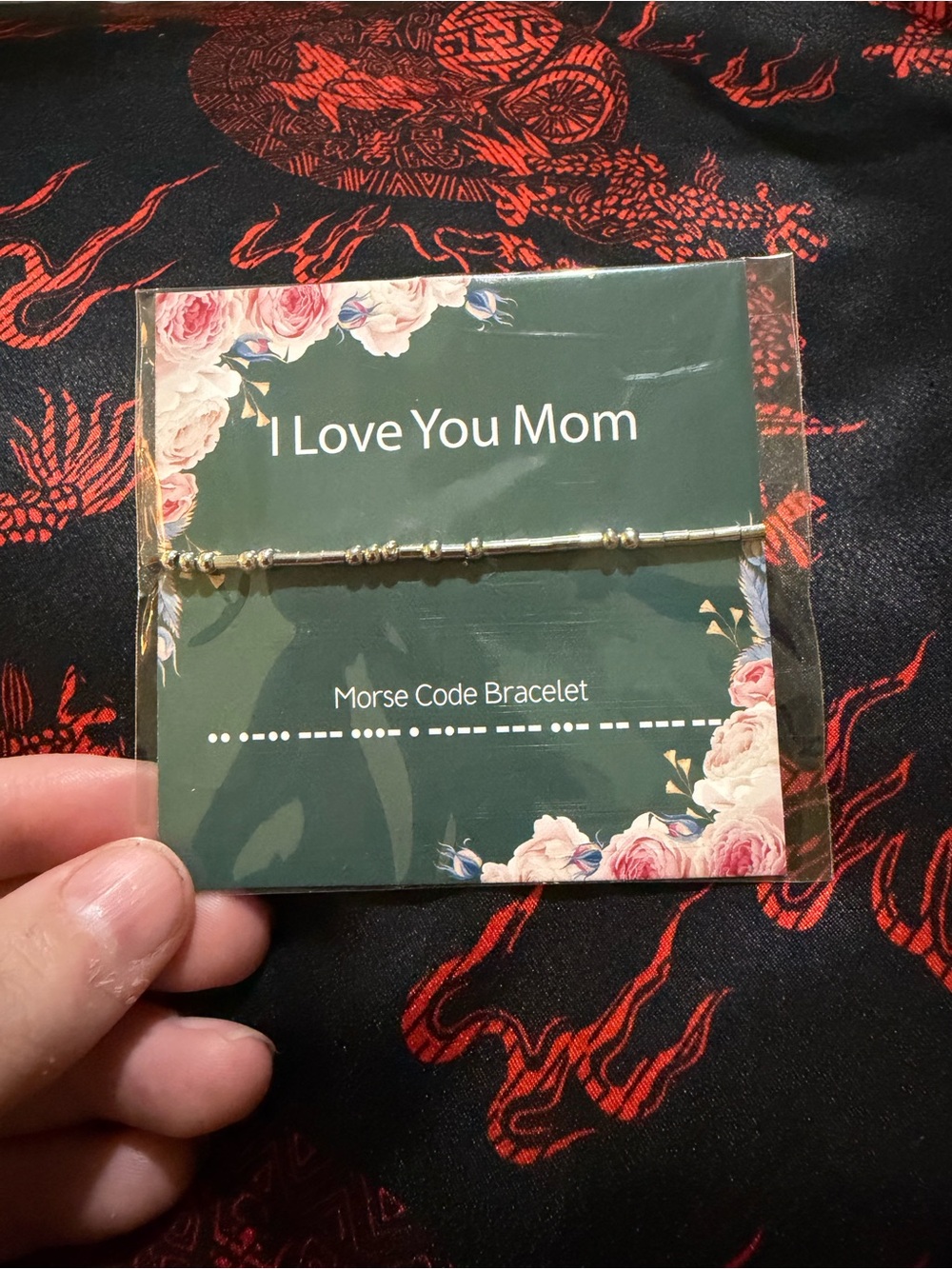 I Love You Mom Morse Code Bracelet - Gold